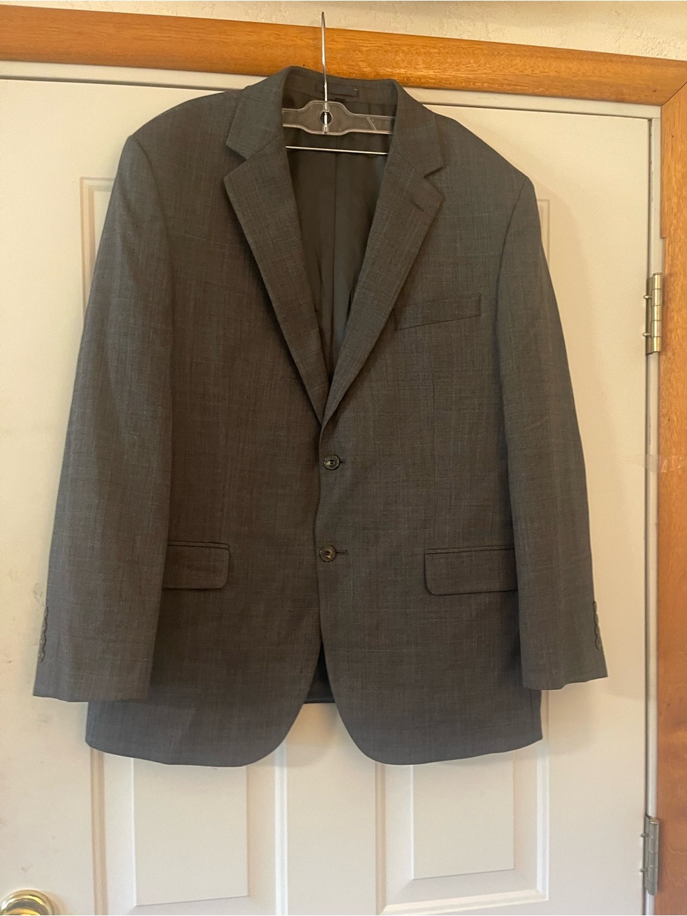 JOS. A. BANK 1905 Blazer Sport Coat 44 Reg 98%Wool Solid Gray Tailored Fit